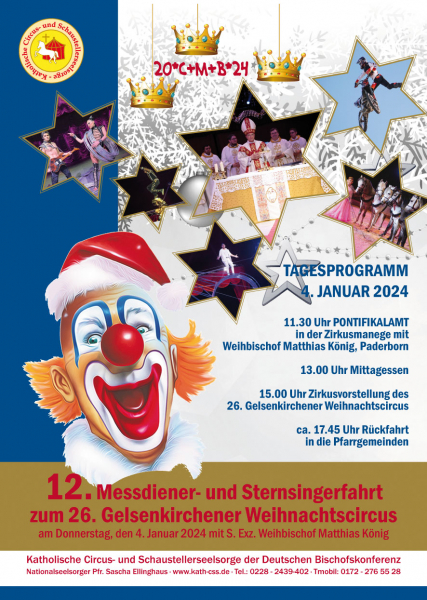 Teilnehmer - Anmeldung zur Sternsinger- und Messdienerfahrt zum 26. Gelsenkirchener Weihnachtscircus - 04.Januar 2024 (mit Bratwurst und Pommes)